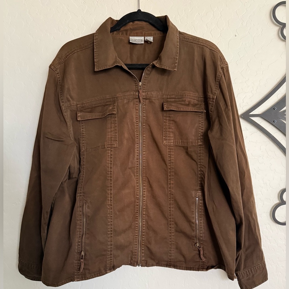 CHICO’S Brown Lightweight Utility Jacket - Size X… - image 1